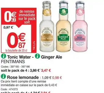 Promocash Tonic Water - Ginger Ale FENTIMANS offre