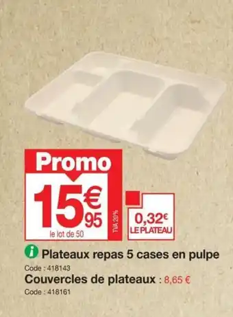 Promocash Plateaux repas 5 cases en pulpe offre