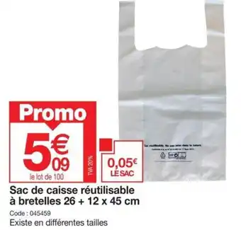 Sac de caisse réutilisable à bretelles 26 + 12 x 45 cm