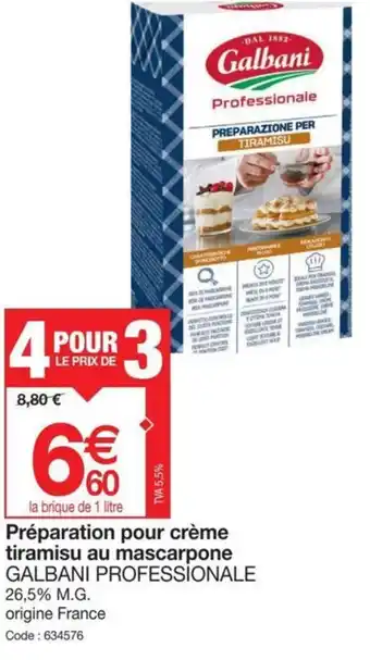 Promocash Préparation pour crème tiramisu au mascarpone GALBANI PROFESSIONALE offre
