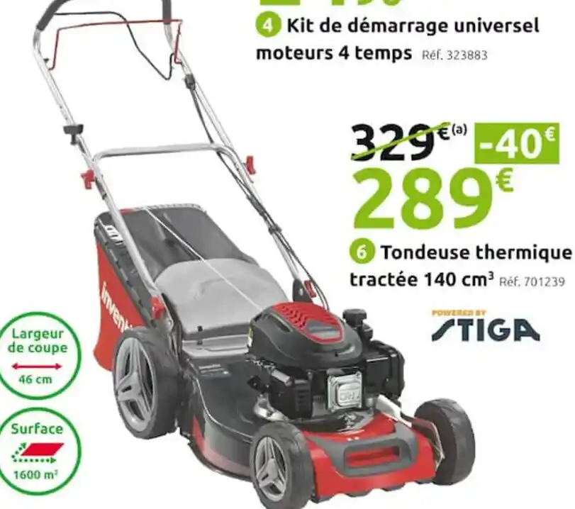 Promo Tondeuse thermique tractée 140 cm³ Réf. 701239 chez Mr Bricolage