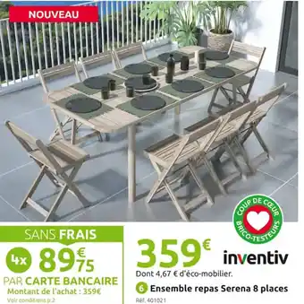 Mr Bricolage Ensemble repas Serena 8 places offre