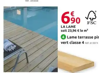 Lame terrasse pin vert classe 4 Réf. 613074