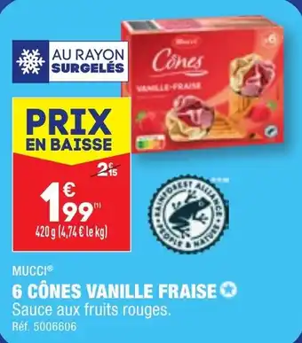 ALDI 6 CÔNES VANILLE FRAISE offre