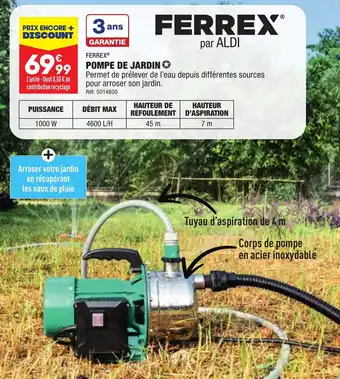 ALDI FERREX® POMPE DE JARDIN✪ offre