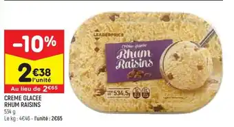 Leader Price CREME GLACEE RHUM RAISINS offre