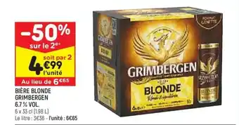 Leader Price BIÈRE BLONDE GRIMBERGEN 6.7% VOL. offre