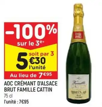 Leader Price AOC CRÉMANT D'ALSACE BRUT FAMILLE CATTIN 75 cl offre