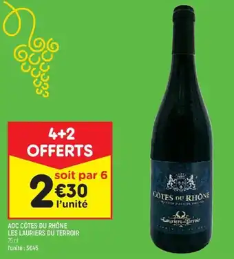 Leader Price AOC CÔTES DU RHÔNE LES LAURIERS DU TERROIR offre