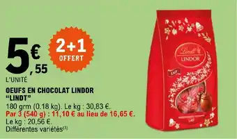 E.Leclerc Express OEUFS EN CHOCOLAT LINDOR "LINDT" offre