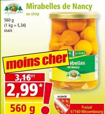 Norma FRAISAL Mirabelles de Nancy au sirop offre