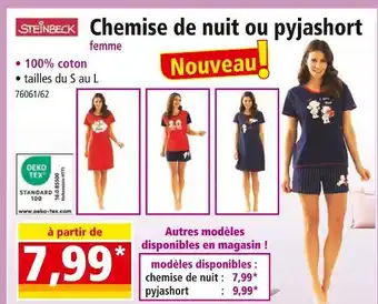 Norma STEINBECK Chemise de nuit ou pyjashort femme offre
