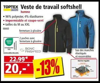 Norma TOPTEX PRO Veste de travail softshell homme offre