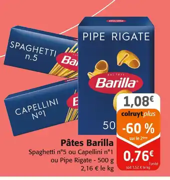 Colruyt Barilla Pâtes offre