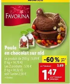Lidl Favorina - poule en chocolat sur nid offre