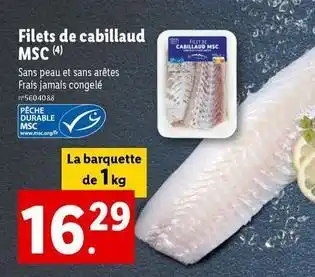 Lidl Filets de cabillaud msc offre