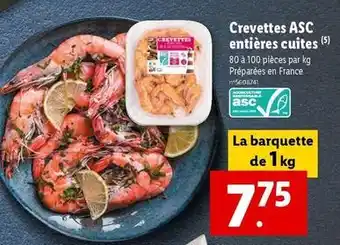 Lidl Crevettes asc entières cuites offre