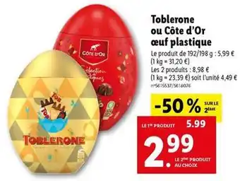 Lidl Toblerone - oeuf plastique offre