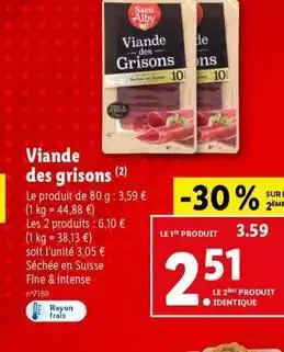 Lidl Saint alby - viande des grisons offre