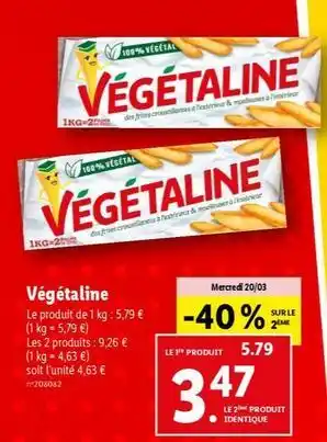 Lidl Végétaline - le produit offre
