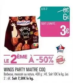 Match Maitre coq - wings party offre