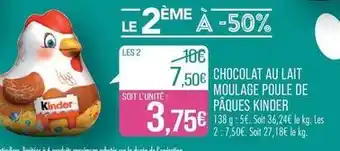 Match Kinder - chocolat au lait moulage poule de paques offre