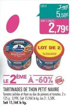 Match Petit navire - tartinades de thon offre