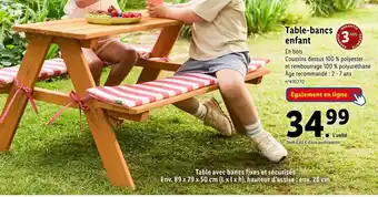 Lidl Table-bancs enfant offre