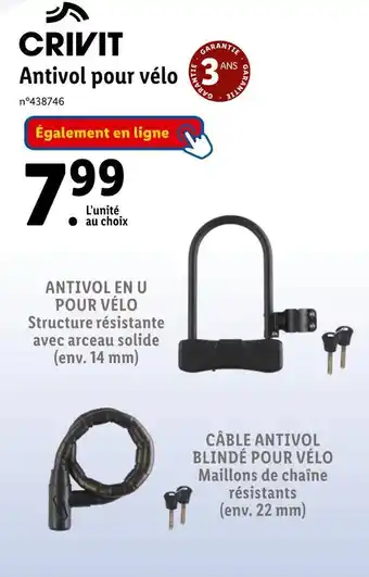 Lidl CRIVIT Antivol pour vélo offre