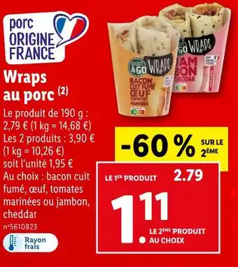Lidl SELECT & GO Wraps au porc offre