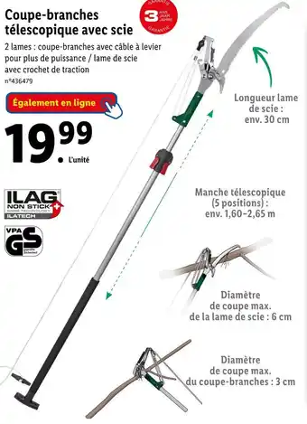 Lidl PARKSIDE Coupe-branches télescopique avec scie offre