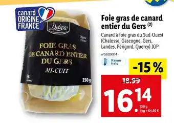Lidl Deluxe Foie gras de canard entier du Gers offre