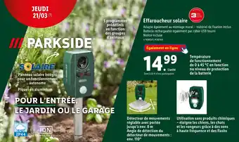 Lidl PARKSIDE Effaroucheur solaire offre