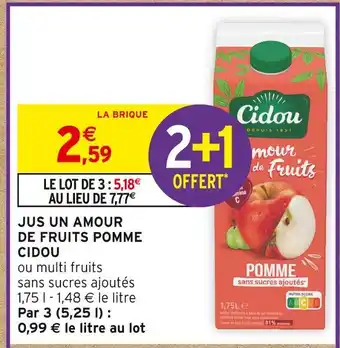 Intermarché CIDOU JUS UN AMOUR DE FRUITS POMME offre