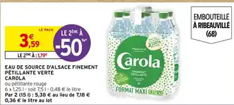 Intermarché CAROLA EAU DE SOURCE D'ALSACE FINEMENT PÉTILLANTE VERTE offre