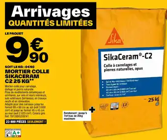 Brico Dépôt MORTIER COLLE SIKACERAM C2 25 KG offre