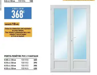 Brico Cash PORTE-FENÊTRE PVC 2 VANTAUX offre