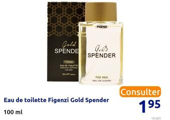 Action Eau de toilette figenzi gold spender offre