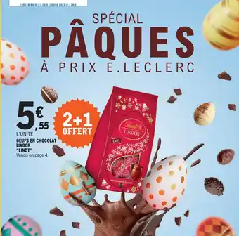 E.Leclerc OEUFS EN CHOCOLAT LINDOR "LINDT" offre