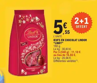 E.Leclerc CEUFS EN CHOCOLAT LINDOR "LINDT" offre