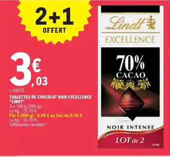 E.Leclerc TABLETTES DE CHOCOLAT NOIR EXCELLENCE "LINDT" offre