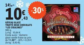 E.Leclerc GÂTEAU GLACÉ TRUFFÉ DEUX CHOCOLATS "LES CIGALINES" offre