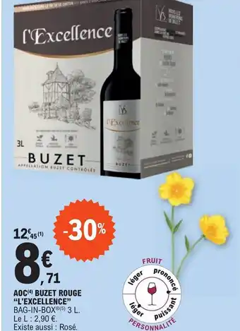 E.Leclerc AOC(4) BUZET ROUGE "L'EXCELLENCE" BAG-IN-BOXⓇ(5) 3 L. offre