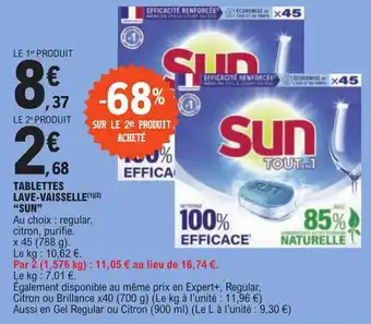 E.Leclerc TABLETTES LAVE-VAISSELLE(1)(2) "SUN" offre