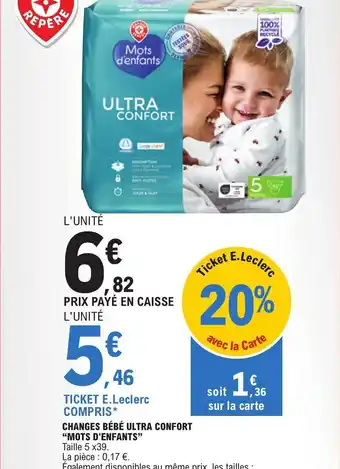 E.Leclerc CHANGES BÉBÉ ULTRA CONFORT "MOTS D'ENFANTS" offre