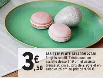 E.Leclerc ASSIETTE PLATE CELADON 27CM offre