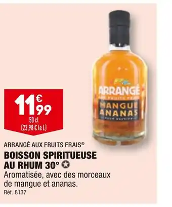 ALDI ARRANGÉ AUX FRUITS FRAIS BOISSON SPIRITUEUSE AU RHUM 30° offre