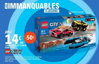 E.Leclerc 3 VÉHICULES DÉ COURSE LEGO® CITY offre