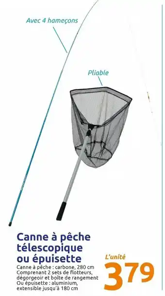 Canne à pêche télescopique ou épuisette