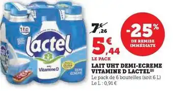Super U Lactel - lait uht demi-écrémé vitamine d offre